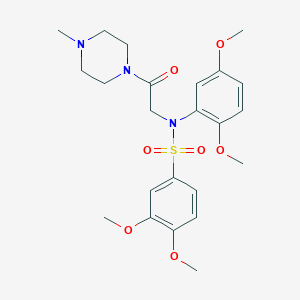 molecular formula C23H31N3O7S B426585 N-(2,5-dimethoxyphenyl)-3,4-dimethoxy-N-[2-(4-methylpiperazin-1-yl)-2-oxoethyl]benzenesulfonamide 