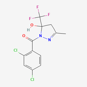 molecular formula C12H9Cl2F3N2O2 B4265870 1-(2,4-dichlorobenzoyl)-3-methyl-5-(trifluoromethyl)-4,5-dihydro-1H-pyrazol-5-ol 