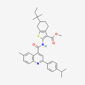 molecular formula C35H40N2O3S B4265888 methyl 6-(1,1-dimethylpropyl)-2-({[2-(4-isopropylphenyl)-6-methyl-4-quinolinyl]carbonyl}amino)-4,5,6,7-tetrahydro-1-benzothiophene-3-carboxylate 