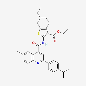 molecular formula C33H36N2O3S B4265891 ethyl 6-ethyl-2-({[2-(4-isopropylphenyl)-6-methyl-4-quinolinyl]carbonyl}amino)-4,5,6,7-tetrahydro-1-benzothiophene-3-carboxylate 