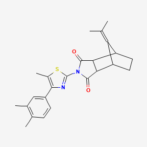 molecular formula C24H26N2O2S B4265917 4-[4-(3,4-dimethylphenyl)-5-methyl-1,3-thiazol-2-yl]-10-(1-methylethylidene)-4-azatricyclo[5.2.1.0~2,6~]decane-3,5-dione 