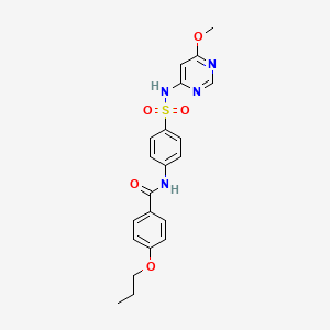 molecular formula C21H22N4O5S B4265931 N-(4-{[(6-methoxy-4-pyrimidinyl)amino]sulfonyl}phenyl)-4-propoxybenzamide 