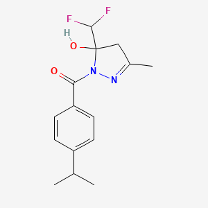 molecular formula C15H18F2N2O2 B4265975 5-(difluoromethyl)-1-(4-isopropylbenzoyl)-3-methyl-4,5-dihydro-1H-pyrazol-5-ol 
