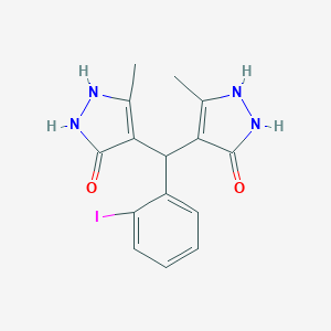 molecular formula C15H15IN4O2 B426601 4,4'-[(2-iodophenyl)methanediyl]bis(3-methyl-1H-pyrazol-5-ol) 