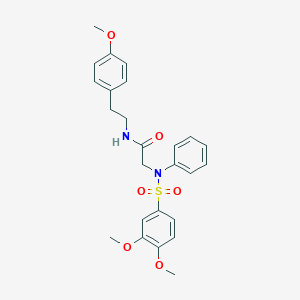 molecular formula C25H28N2O6S B426604 2-{[(3,4-dimethoxyphenyl)sulfonyl]anilino}-N-[2-(4-methoxyphenyl)ethyl]acetamide 