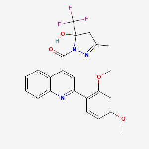 molecular formula C23H20F3N3O4 B4266045 1-{[2-(2,4-dimethoxyphenyl)-4-quinolinyl]carbonyl}-3-methyl-5-(trifluoromethyl)-4,5-dihydro-1H-pyrazol-5-ol 
