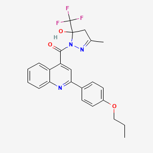 molecular formula C24H22F3N3O3 B4266051 3-methyl-1-{[2-(4-propoxyphenyl)-4-quinolinyl]carbonyl}-5-(trifluoromethyl)-4,5-dihydro-1H-pyrazol-5-ol 