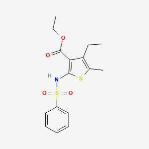 molecular formula C16H19NO4S2 B4266055 ethyl 4-ethyl-5-methyl-2-[(phenylsulfonyl)amino]-3-thiophenecarboxylate 