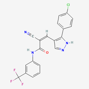 molecular formula C20H12ClF3N4O B4266057 3-[3-(4-chlorophenyl)-1H-pyrazol-4-yl]-2-cyano-N-[3-(trifluoromethyl)phenyl]acrylamide 