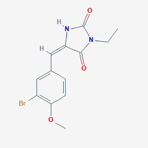 molecular formula C13H13BrN2O3 B426608 (5E)-5-(3-bromo-4-methoxybenzylidene)-3-ethylimidazolidine-2,4-dione 