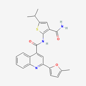 molecular formula C23H21N3O3S B4266085 N-[3-(aminocarbonyl)-5-isopropyl-2-thienyl]-2-(5-methyl-2-furyl)-4-quinolinecarboxamide 