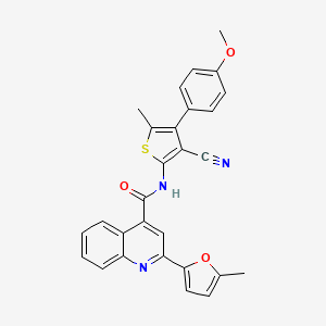 molecular formula C28H21N3O3S B4266096 N-[3-cyano-4-(4-methoxyphenyl)-5-methyl-2-thienyl]-2-(5-methyl-2-furyl)-4-quinolinecarboxamide 