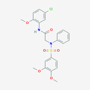 molecular formula C23H23ClN2O6S B426615 N-(5-chloro-2-methoxyphenyl)-2-{[(3,4-dimethoxyphenyl)sulfonyl]anilino}acetamide 