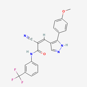molecular formula C21H15F3N4O2 B4266156 2-cyano-3-[3-(4-methoxyphenyl)-1H-pyrazol-4-yl]-N-[3-(trifluoromethyl)phenyl]acrylamide 