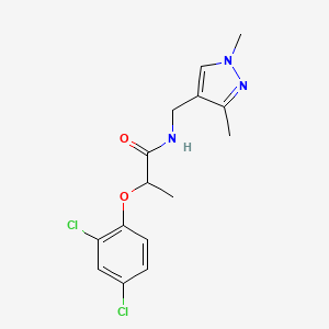 molecular formula C15H17Cl2N3O2 B4266160 2-(2,4-dichlorophenoxy)-N-[(1,3-dimethyl-1H-pyrazol-4-yl)methyl]propanamide 