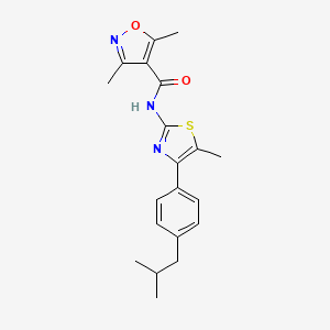 molecular formula C20H23N3O2S B4266161 N-[4-(4-isobutylphenyl)-5-methyl-1,3-thiazol-2-yl]-3,5-dimethyl-4-isoxazolecarboxamide 