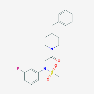 molecular formula C21H25FN2O3S B426617 N-[2-(4-benzylpiperidin-1-yl)-2-oxoethyl]-N-(3-fluorophenyl)methanesulfonamide 