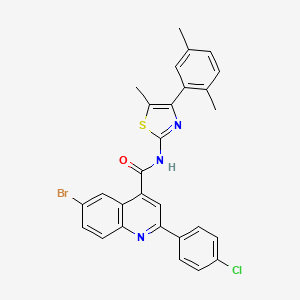 molecular formula C28H21BrClN3OS B4266178 6-bromo-2-(4-chlorophenyl)-N-[4-(2,5-dimethylphenyl)-5-methyl-1,3-thiazol-2-yl]-4-quinolinecarboxamide 