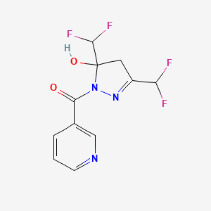 molecular formula C11H9F4N3O2 B4266206 3,5-bis(difluoromethyl)-1-(3-pyridinylcarbonyl)-4,5-dihydro-1H-pyrazol-5-ol 