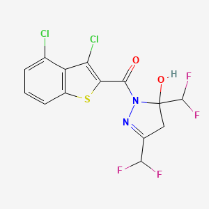 molecular formula C14H8Cl2F4N2O2S B4266211 1-[(3,4-dichloro-1-benzothien-2-yl)carbonyl]-3,5-bis(difluoromethyl)-4,5-dihydro-1H-pyrazol-5-ol 