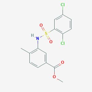 molecular formula C15H13Cl2NO4S B426622 Methyl 3-{[(2,5-dichlorophenyl)sulfonyl]amino}-4-methylbenzoate 