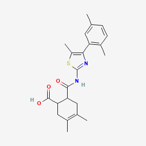 molecular formula C22H26N2O3S B4266225 6-({[4-(2,5-dimethylphenyl)-5-methyl-1,3-thiazol-2-yl]amino}carbonyl)-3,4-dimethyl-3-cyclohexene-1-carboxylic acid 