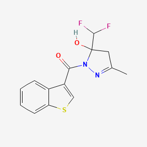molecular formula C14H12F2N2O2S B4266232 1-(1-benzothien-3-ylcarbonyl)-5-(difluoromethyl)-3-methyl-4,5-dihydro-1H-pyrazol-5-ol 