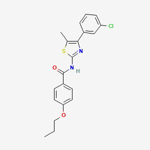 molecular formula C20H19ClN2O2S B4266253 N-[4-(3-chlorophenyl)-5-methyl-1,3-thiazol-2-yl]-4-propoxybenzamide 