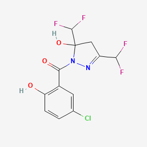molecular formula C12H9ClF4N2O3 B4266259 1-(5-chloro-2-hydroxybenzoyl)-3,5-bis(difluoromethyl)-4,5-dihydro-1H-pyrazol-5-ol CAS No. 438223-46-2