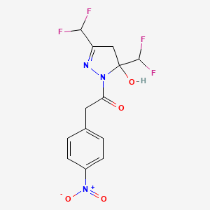 molecular formula C13H11F4N3O4 B4266261 3,5-bis(difluoromethyl)-1-[(4-nitrophenyl)acetyl]-4,5-dihydro-1H-pyrazol-5-ol 