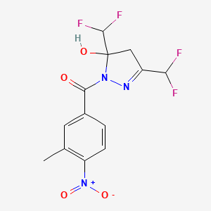 molecular formula C13H11F4N3O4 B4266271 3,5-bis(difluoromethyl)-1-(3-methyl-4-nitrobenzoyl)-4,5-dihydro-1H-pyrazol-5-ol 