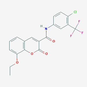 molecular formula C19H13ClF3NO4 B4266288 N-[4-chloro-3-(trifluoromethyl)phenyl]-8-ethoxy-2-oxo-2H-chromene-3-carboxamide 