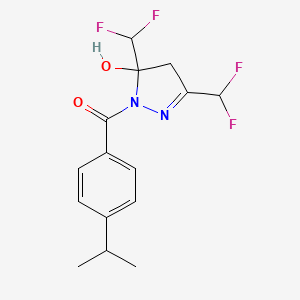 molecular formula C15H16F4N2O2 B4266325 3,5-bis(difluoromethyl)-1-(4-isopropylbenzoyl)-4,5-dihydro-1H-pyrazol-5-ol 