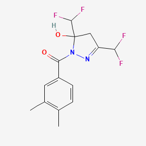 molecular formula C14H14F4N2O2 B4266333 3,5-bis(difluoromethyl)-1-(3,4-dimethylbenzoyl)-4,5-dihydro-1H-pyrazol-5-ol 