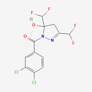 molecular formula C12H8Cl2F4N2O2 B4266338 1-(3,4-dichlorobenzoyl)-3,5-bis(difluoromethyl)-4,5-dihydro-1H-pyrazol-5-ol 