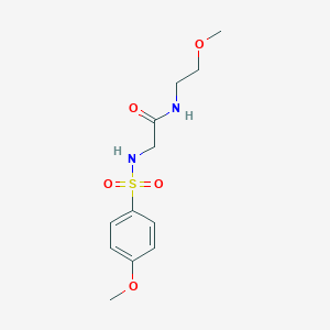 molecular formula C12H18N2O5S B426634 N-(2-methoxyethyl)-2-{[(4-methoxyphenyl)sulfonyl]amino}acetamide 