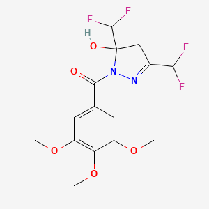 molecular formula C15H16F4N2O5 B4266345 3,5-bis(difluoromethyl)-1-(3,4,5-trimethoxybenzoyl)-4,5-dihydro-1H-pyrazol-5-ol 