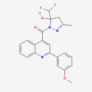 molecular formula C22H19F2N3O3 B4266350 5-(difluoromethyl)-1-{[2-(3-methoxyphenyl)-4-quinolinyl]carbonyl}-3-methyl-4,5-dihydro-1H-pyrazol-5-ol 