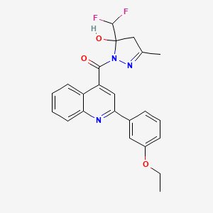 molecular formula C23H21F2N3O3 B4266358 5-(difluoromethyl)-1-{[2-(3-ethoxyphenyl)-4-quinolinyl]carbonyl}-3-methyl-4,5-dihydro-1H-pyrazol-5-ol 