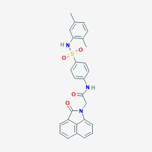molecular formula C27H23N3O4S B426636 N-{4-[(2,5-dimethylanilino)sulfonyl]phenyl}-2-(2-oxobenzo[cd]indol-1(2H)-yl)acetamide 