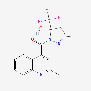 molecular formula C16H14F3N3O2 B4266365 3-methyl-1-[(2-methyl-4-quinolinyl)carbonyl]-5-(trifluoromethyl)-4,5-dihydro-1H-pyrazol-5-ol 