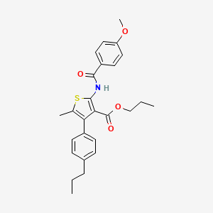 molecular formula C26H29NO4S B4266378 propyl 2-[(4-methoxybenzoyl)amino]-5-methyl-4-(4-propylphenyl)-3-thiophenecarboxylate 