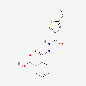 molecular formula C15H18N2O4S B4266404 6-({2-[(5-ethyl-3-thienyl)carbonyl]hydrazino}carbonyl)-3-cyclohexene-1-carboxylic acid 