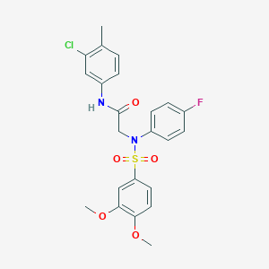 N-(3-chloro-4-methylphenyl)-2-{[(3,4-dimethoxyphenyl)sulfonyl]-4-fluoroanilino}acetamide