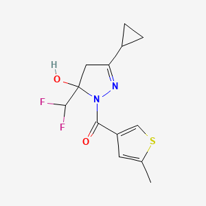 molecular formula C13H14F2N2O2S B4266448 3-cyclopropyl-5-(difluoromethyl)-1-[(5-methyl-3-thienyl)carbonyl]-4,5-dihydro-1H-pyrazol-5-ol 