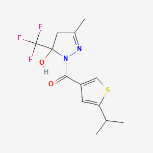 molecular formula C13H15F3N2O2S B4266461 1-[(5-isopropyl-3-thienyl)carbonyl]-3-methyl-5-(trifluoromethyl)-4,5-dihydro-1H-pyrazol-5-ol 