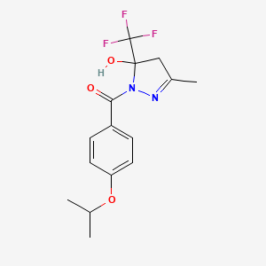 molecular formula C15H17F3N2O3 B4266463 1-(4-isopropoxybenzoyl)-3-methyl-5-(trifluoromethyl)-4,5-dihydro-1H-pyrazol-5-ol 