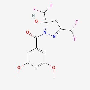 molecular formula C14H14F4N2O4 B4266466 3,5-bis(difluoromethyl)-1-(3,5-dimethoxybenzoyl)-4,5-dihydro-1H-pyrazol-5-ol 