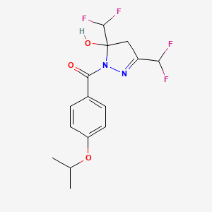 molecular formula C15H16F4N2O3 B4266478 3,5-bis(difluoromethyl)-1-(4-isopropoxybenzoyl)-4,5-dihydro-1H-pyrazol-5-ol 
