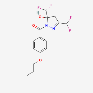 molecular formula C16H18F4N2O3 B4266485 1-(4-butoxybenzoyl)-3,5-bis(difluoromethyl)-4,5-dihydro-1H-pyrazol-5-ol 